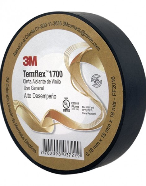 Cinta Temflex 18Mm X 18Mts Negra 3M 1700