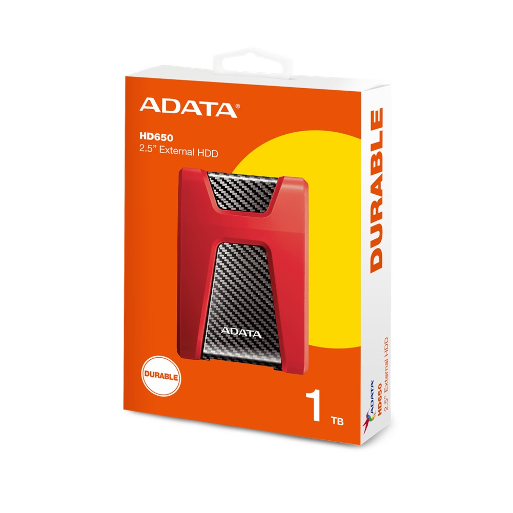 Disco Externo Adata HD650 Antigolpes 1TB USB 3.2 Rojo