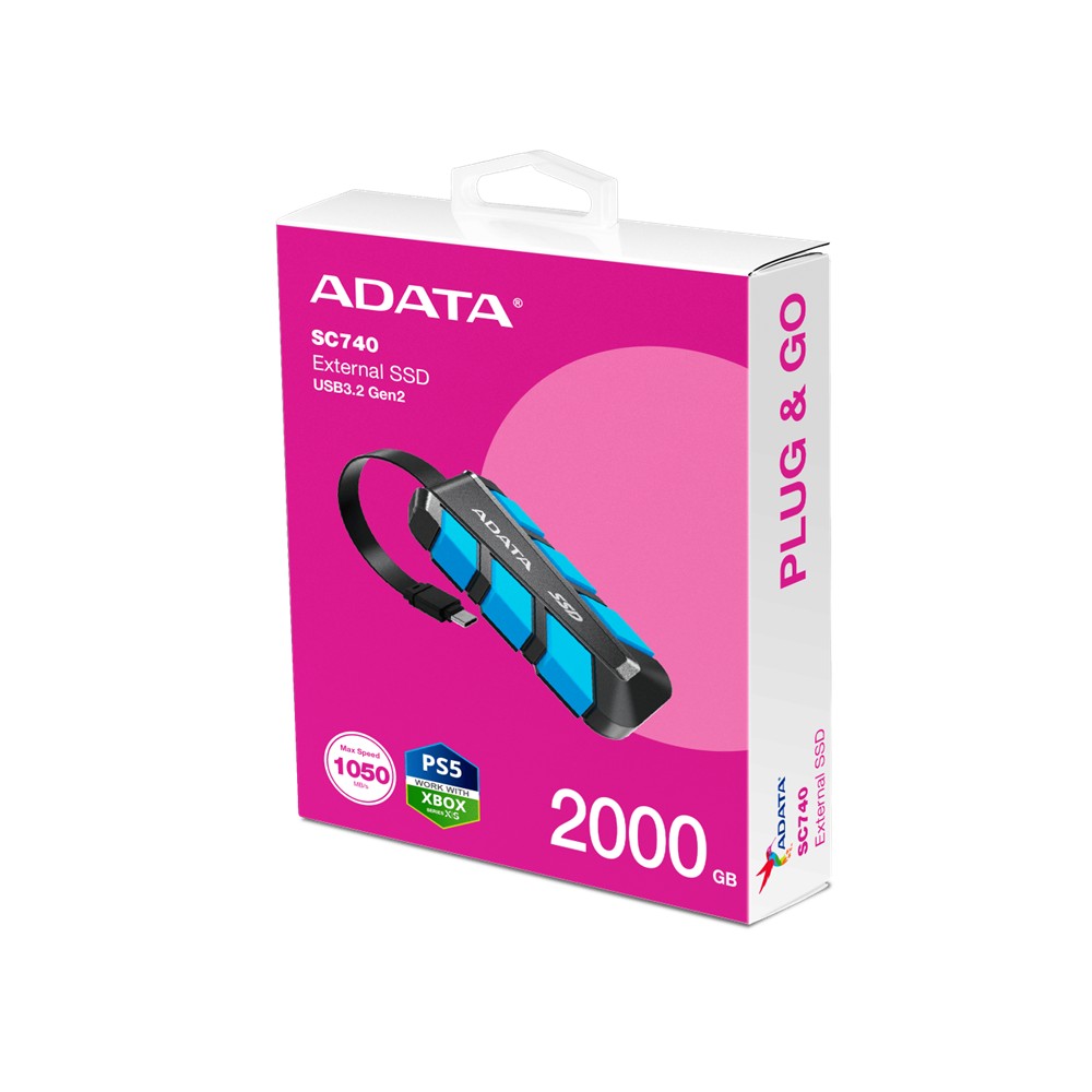 Unidad SSD Externa Adata Antigolpes SC740 2TB Tipo C Azul