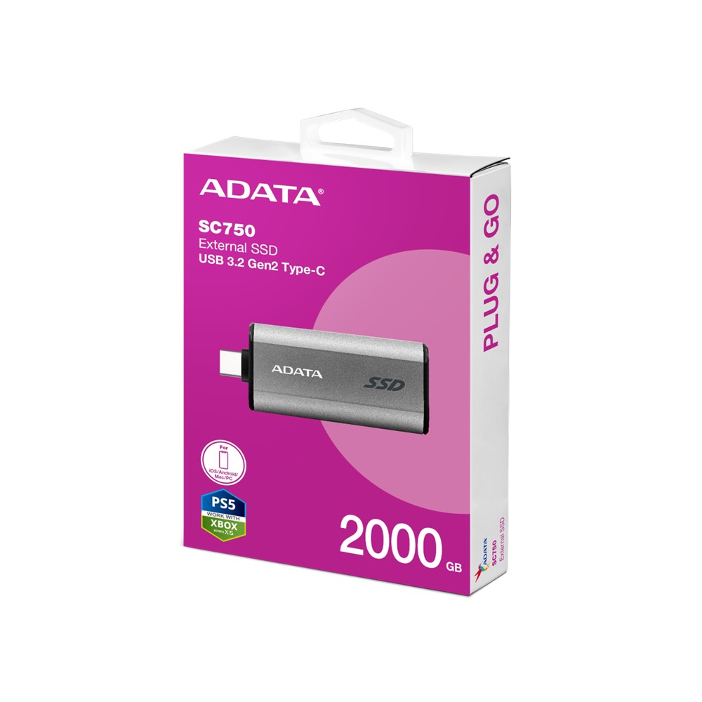 Unidad SSD Externa Adata Mini Retáctil SC750 2TB Tipo C