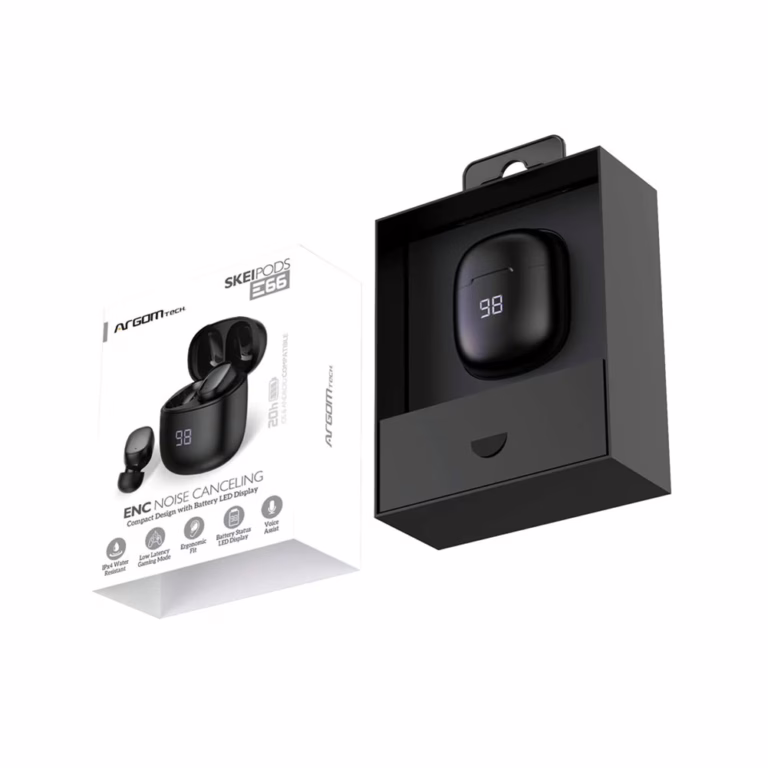Audífonos Estéreo Argom E66 Inalámbricos Táctiles HD Negro Compactos