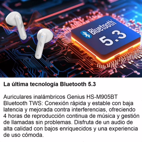 Audífonos Bluetooth Genius HS-M905BT con Reducción de Ruido – Blancos