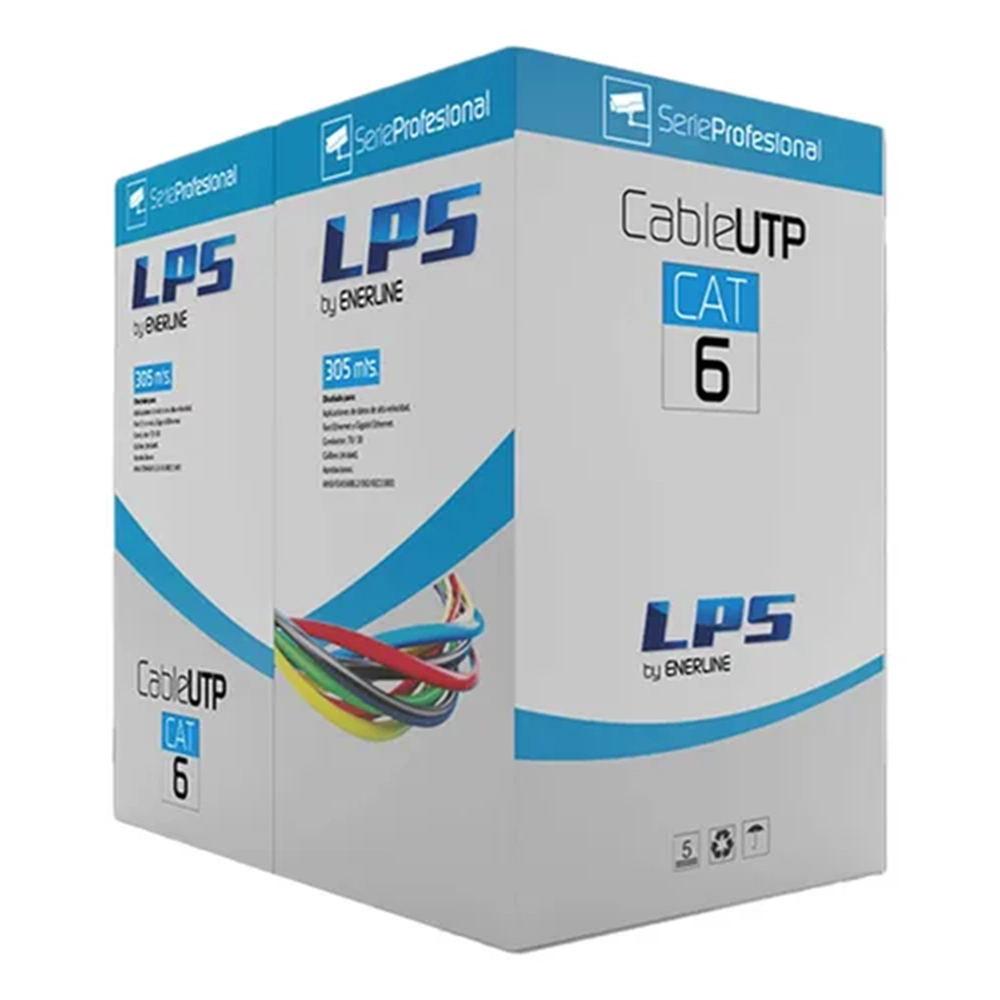 CABLE UTP CAT6 305MTS ALEACIÓN INTERIOR LPSENERLINE – Para CCTV y redes, 4 pares, carrete
