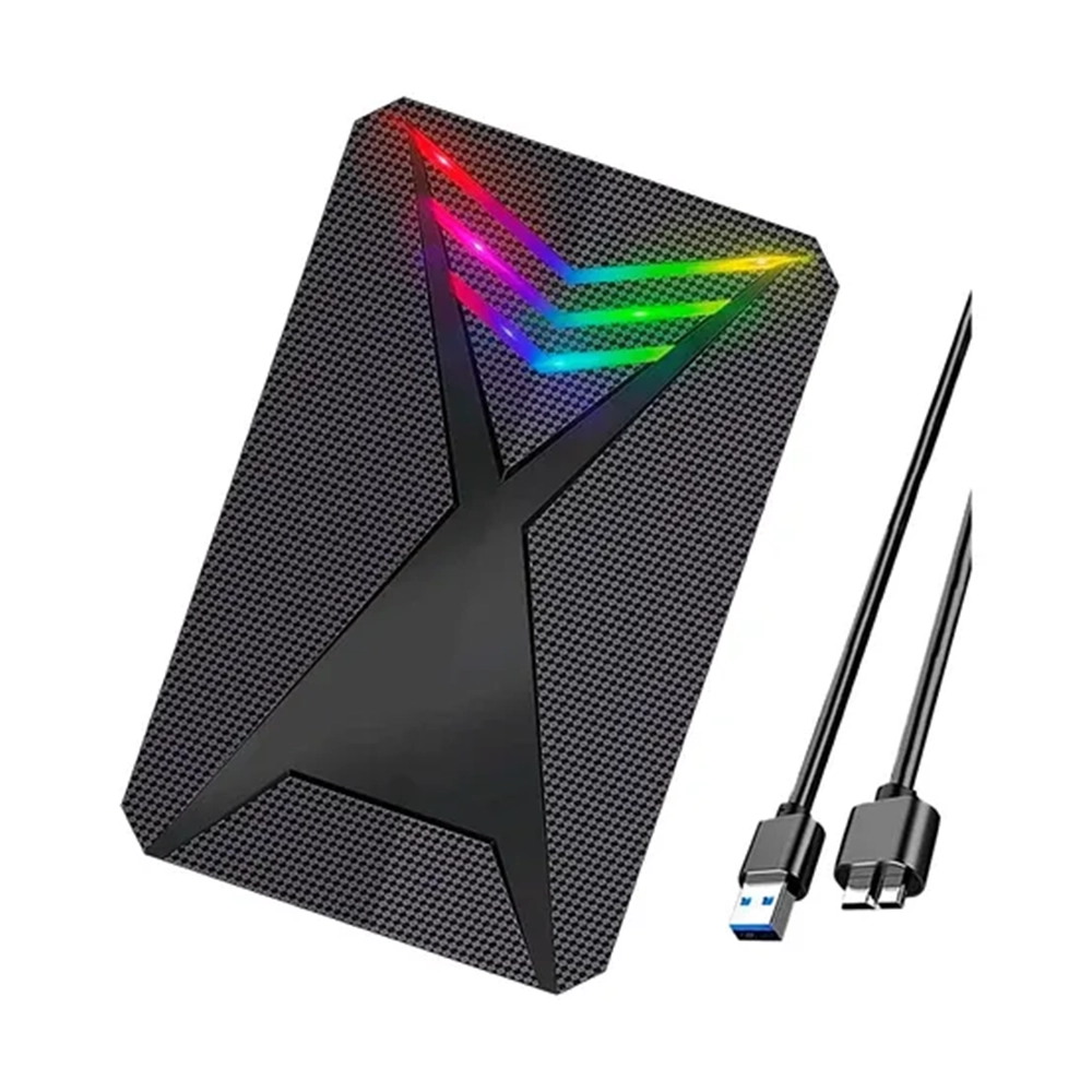 CAJA EXTERNA GAMER 2.5" SATA A USB 3.0 – RGB, Compatible SSD/HDD, Tipo C