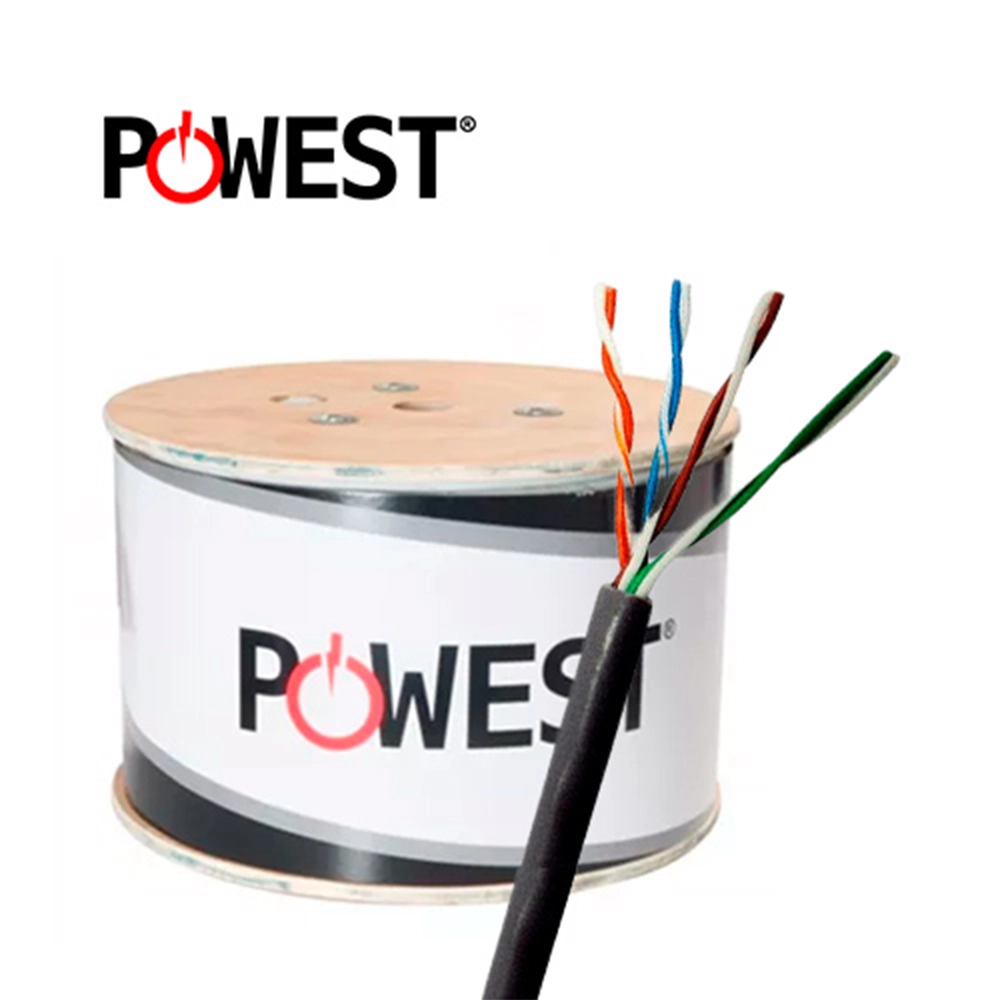 CARRETA DE CABLE UTP CABLE U/UTP CAT 6A PVC 305MTS MARCA POWEST