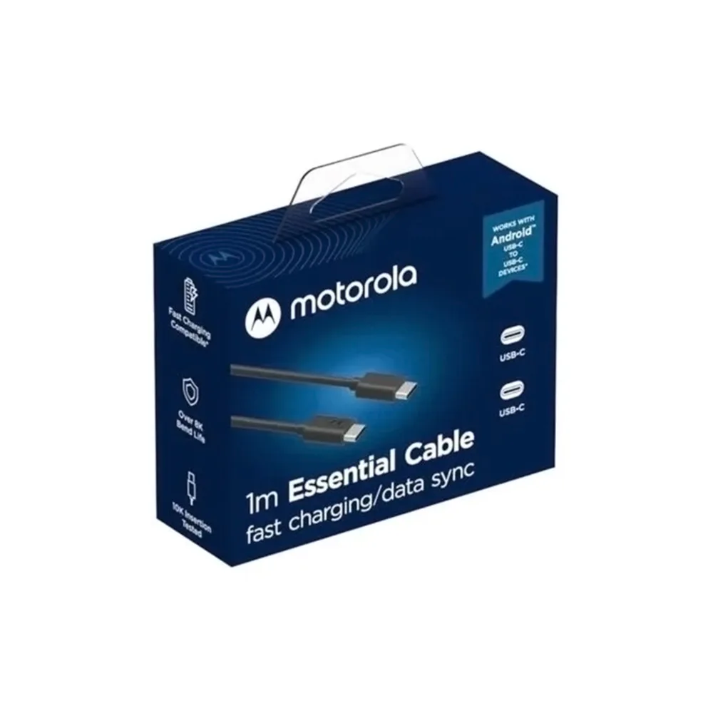 Cable USB-C a USB-C Motorola 1m, Carga Rápida 3A, Modelo SJC00CCB10ET-ES