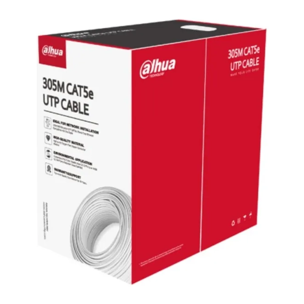 Cable UTP Cat5e Dahua 305m, interior, 100% cobre OFC, PoE largo alcance