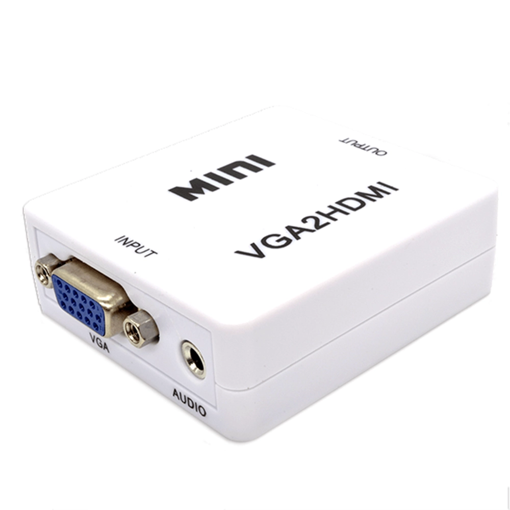 Caja convertidora VGA a HDMI con audio 3.5mm, Full HD 1080p, Plug & Play