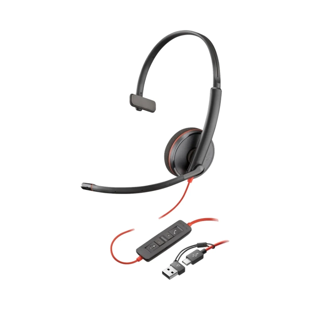 Diadema USB-C Poly Blackwire 3210 Monoaural Micrófono Cancelación Ruido