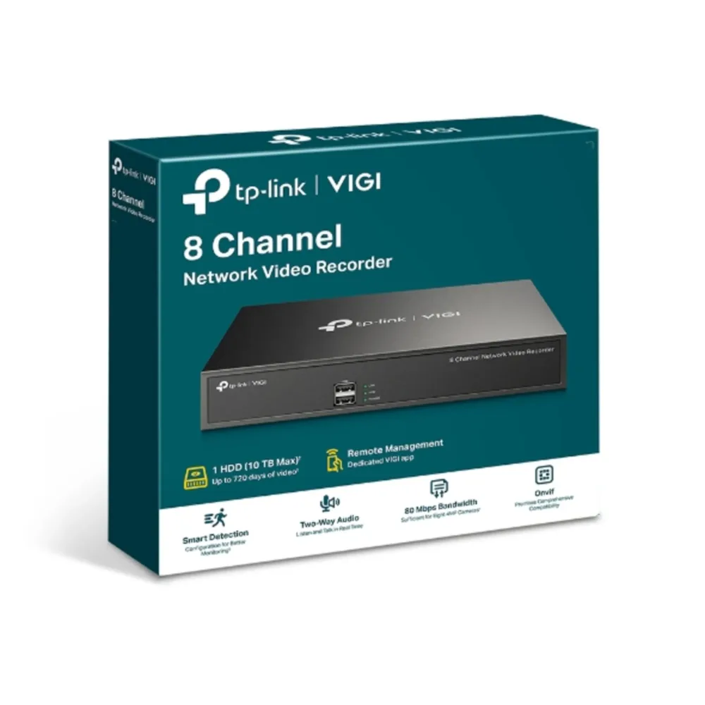 Grabador NVR TP-Link VIGI NVR1008H 8 canales, H.265+, hasta 10TB, 5MP