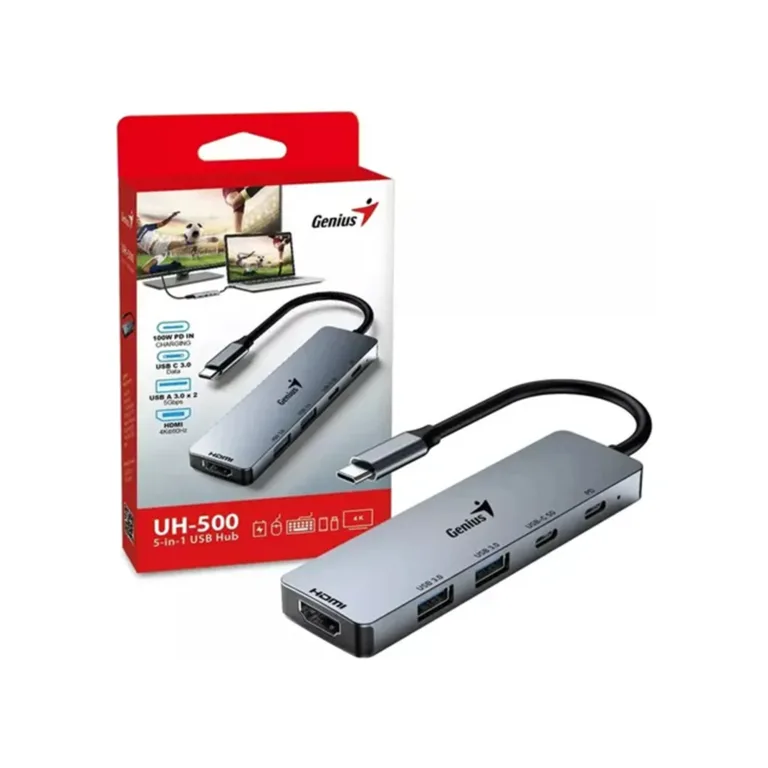 Hub Multipuerto Genius USB 5 en 1 Versatilidad Total para Dispositivos