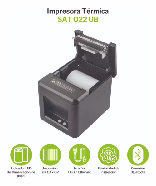 Impresora POS Térmica SAT Q22UB USB Bluetooth 80mm | Corte Automático 230mm/s