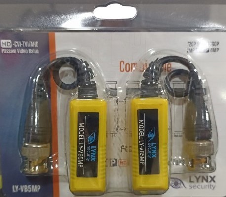 Video Balun Pasivo HD LYNX – Terminal Push Pin, Transmisión hasta 400m, Mini-Coaxial 15cm