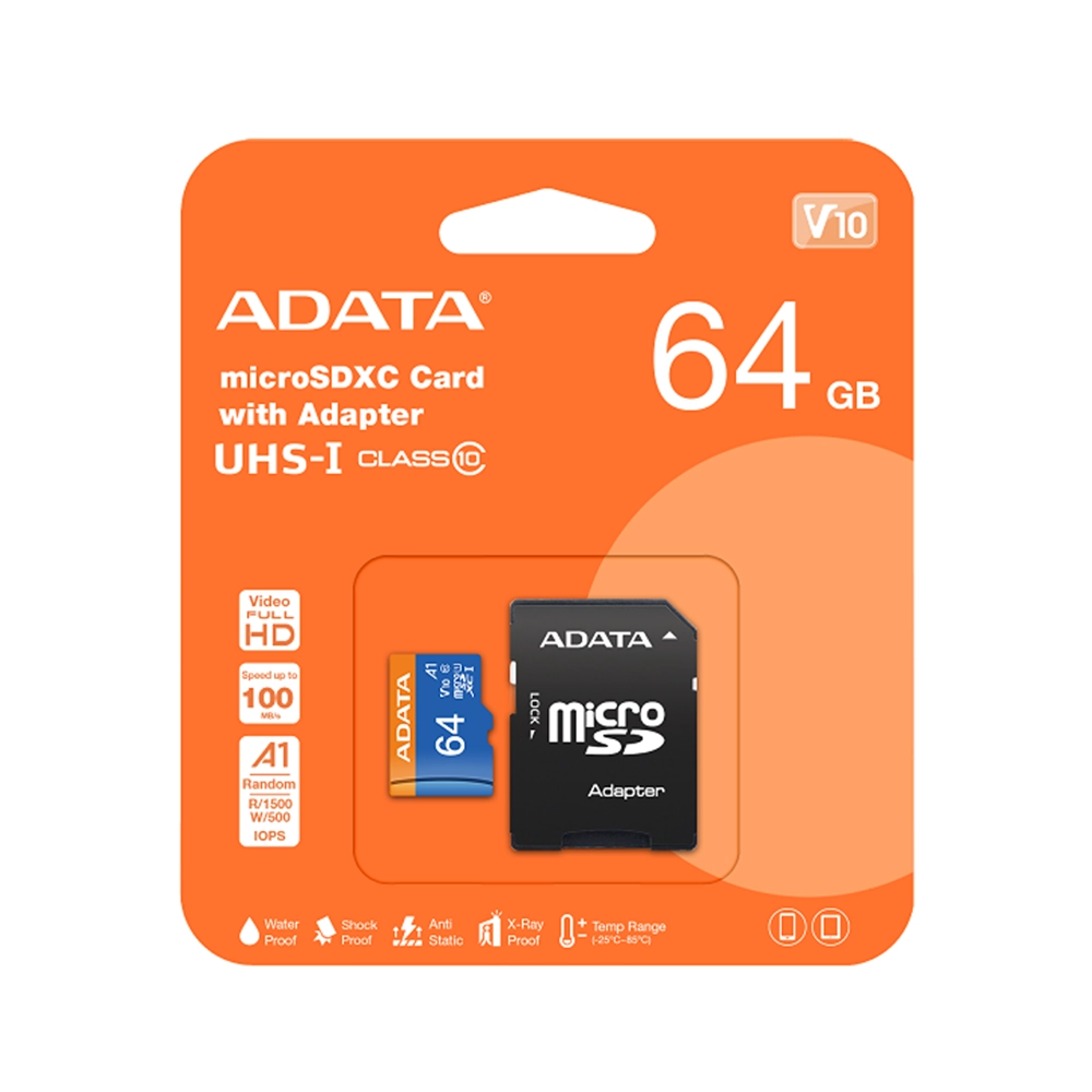 Memoria Micro SD Adata 64GB Clase 10 Ausdx64guicl10a1-Ra1