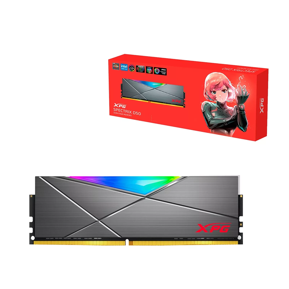 Memoria RAM XPG SPECTRIX D50 DDR4 16GB 3200Mhz RGB Gris PC