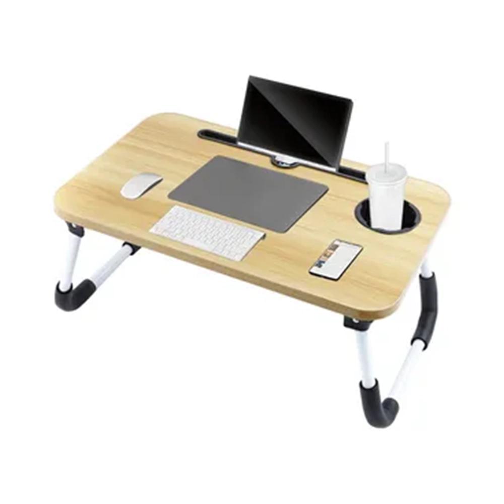 Mesa Cama Para Laptop 50cm Madera Laminada Portavaso y Holder Tablet