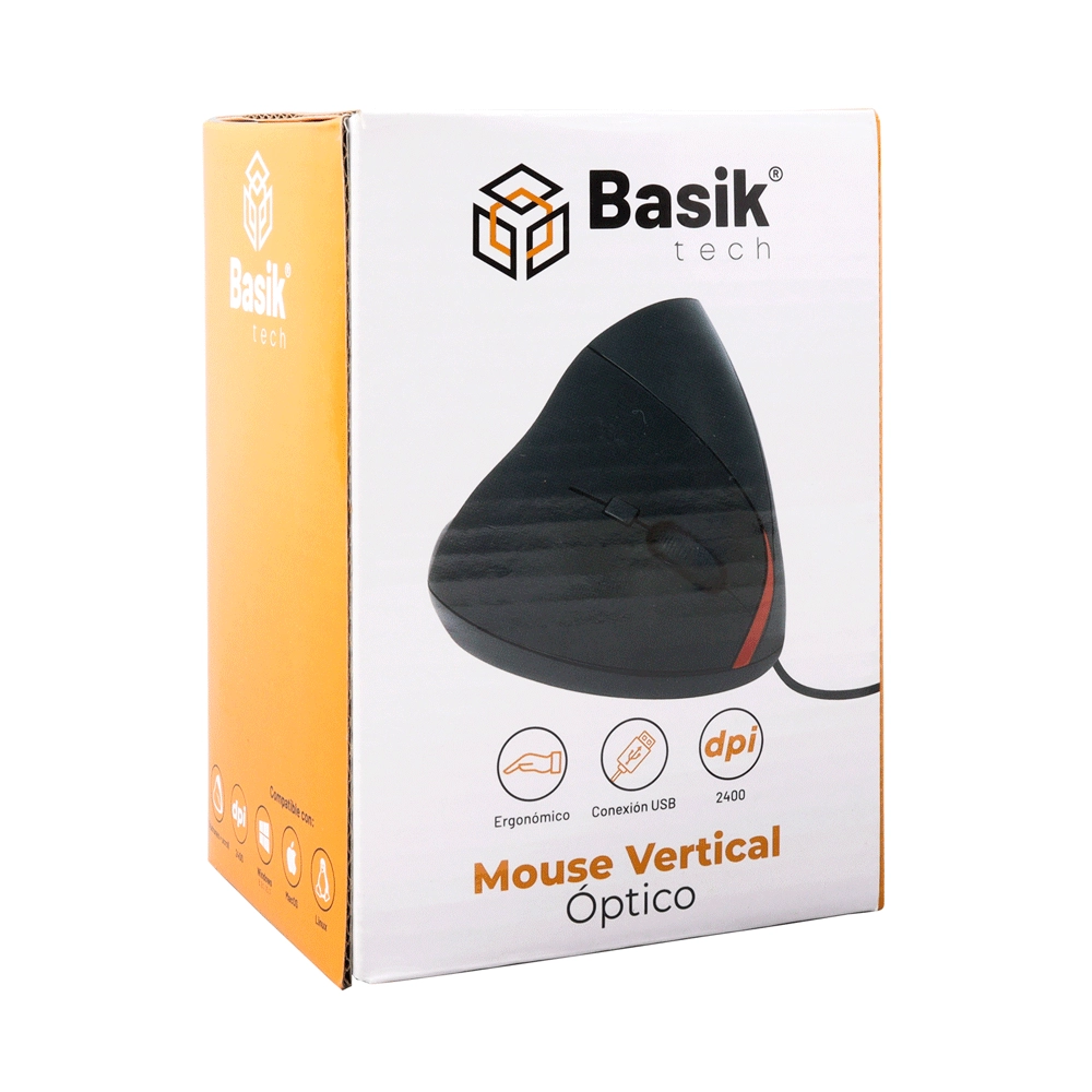 Mouse Alámbrico Vertical Ergonómico 2400 DPI Basik