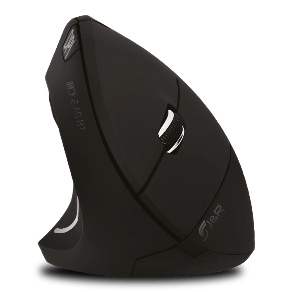 Mouse ergonómico recargable J&R MIJR-024, 6 botones, DPI ajustable, negro