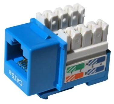 Jack RJ45 Keystone Cat 5e UTP Azul – Conector de alto rendimiento para redes confiables