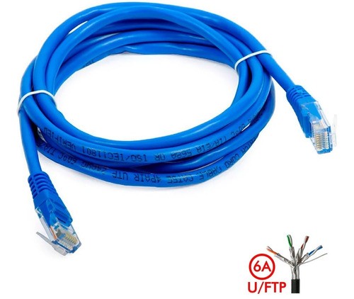 Patch Cord U/FTP Cat 6A 10FT Azul, blindado, para redes de alta velocidad