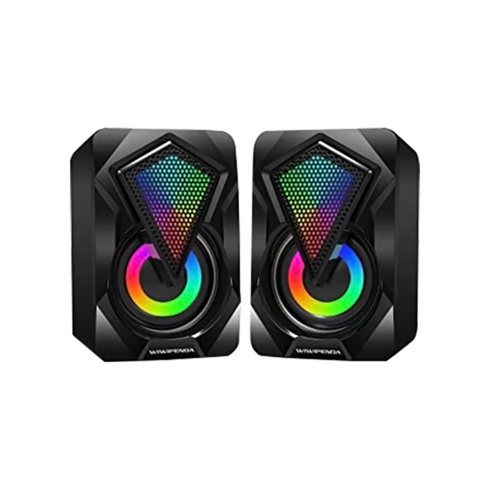 Parlantes USB RGB Jaltech para PC x2 – 6W, Bajo Reforzado, Luz LED, Control de Volumen