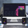 Parlantes USB RGB Jaltech para PC x2 – 6W, Bajo Reforzado, Luz LED, Control de Volumen