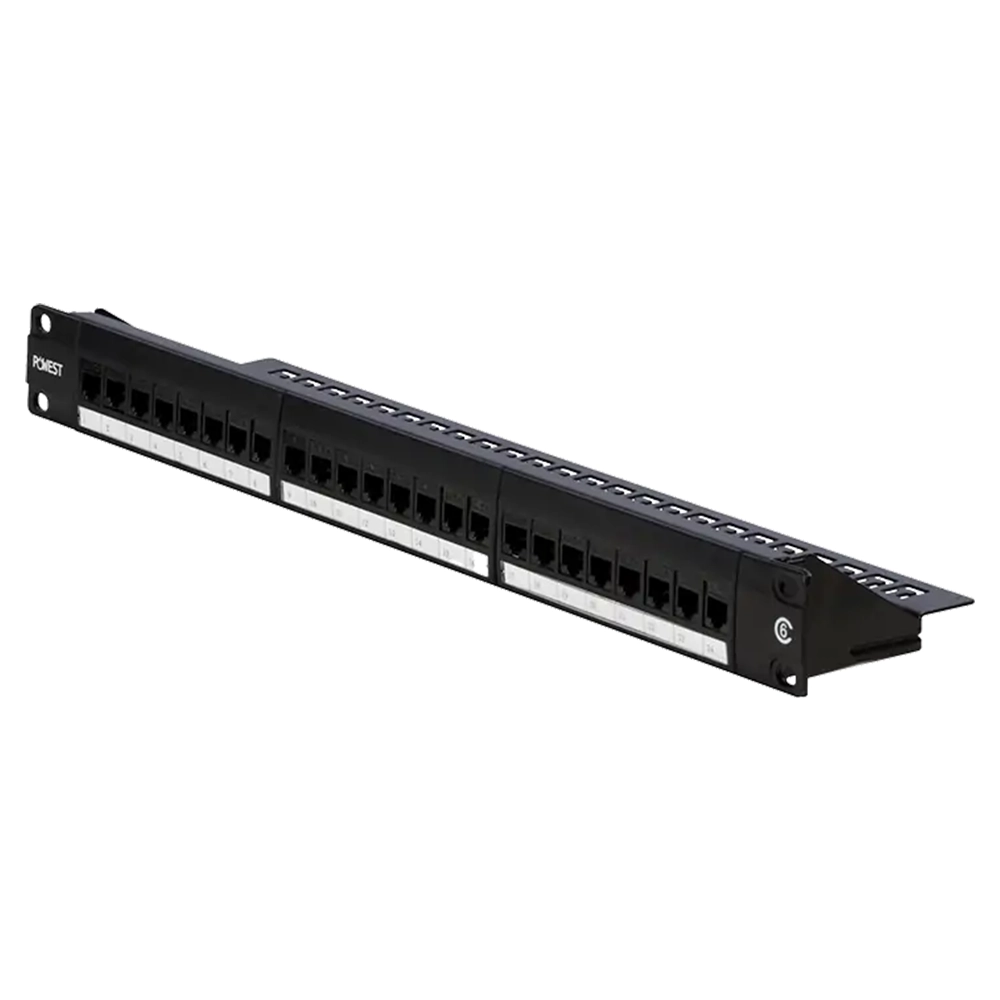Patch Panel 24 Puertos Cat 6 – Powest | Snap-in, con conexión a tierra, para Rack 19”