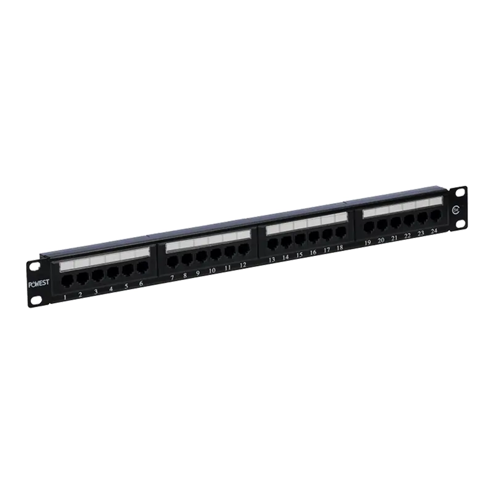 Patch Panel Cat 6A 24 Puertos con Etiquetas Intercambiables para Rack 19"