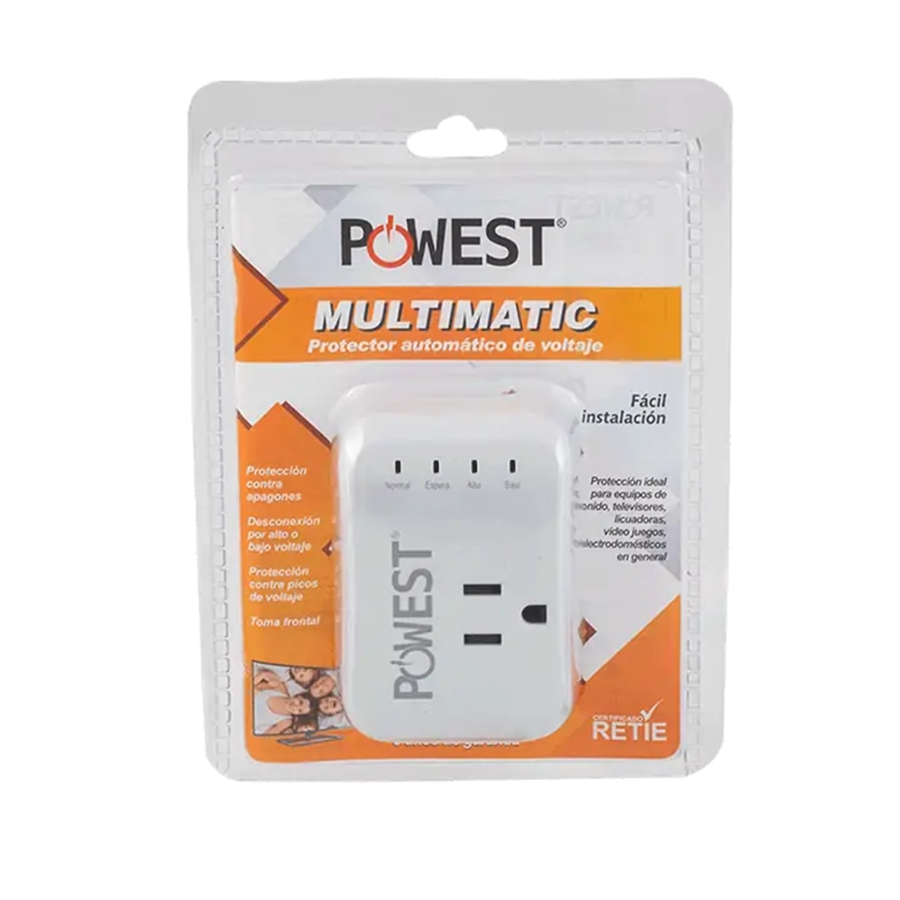 Protector de Voltaje Powest Multimatic 120V/10A – Supresor de Picos, Retardo y Protección Total