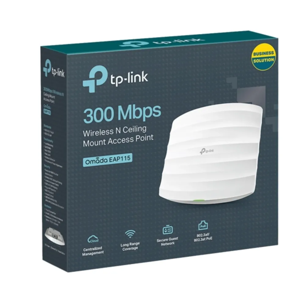 Punto de acceso Wi-Fi de techo TP-Link EAP115 N300Mbps, PoE y gestión en la nube