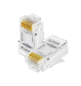 Conector RJ45 Cat6 Gold Plated 3U – Pack x10 Unidades, Alta Conductividad