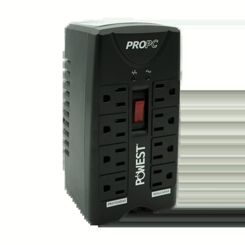 Regulador Electrónico de Voltaje Powest PROPC1000 – 8 Tomas, AVR, Protección Inteligente