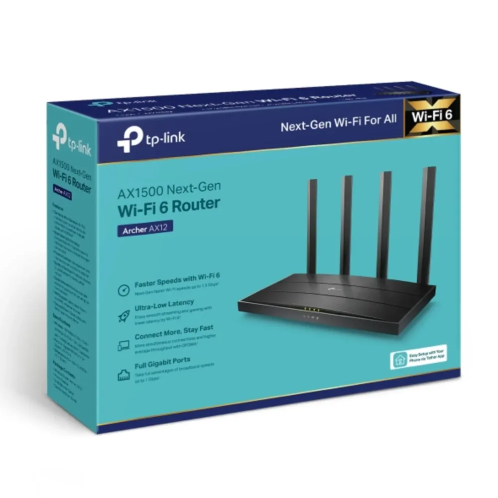 Router Wi-Fi 6 TP-Link Archer AX12 AX1500 Doble Banda