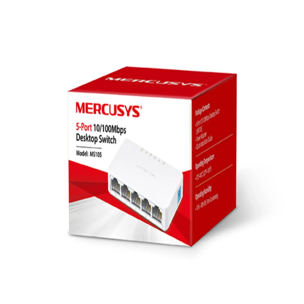 Switch Mercusys MS105 de 5 puertos Fast Ethernet 10/100 Mbps