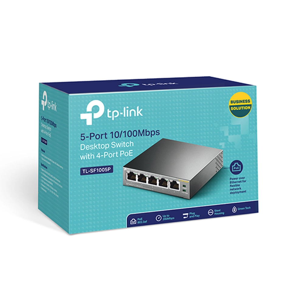 Switch PoE 5 Puertos 10/100 Mbps con 4 Puertos PoE+ – Modo Extensión y Prioridad