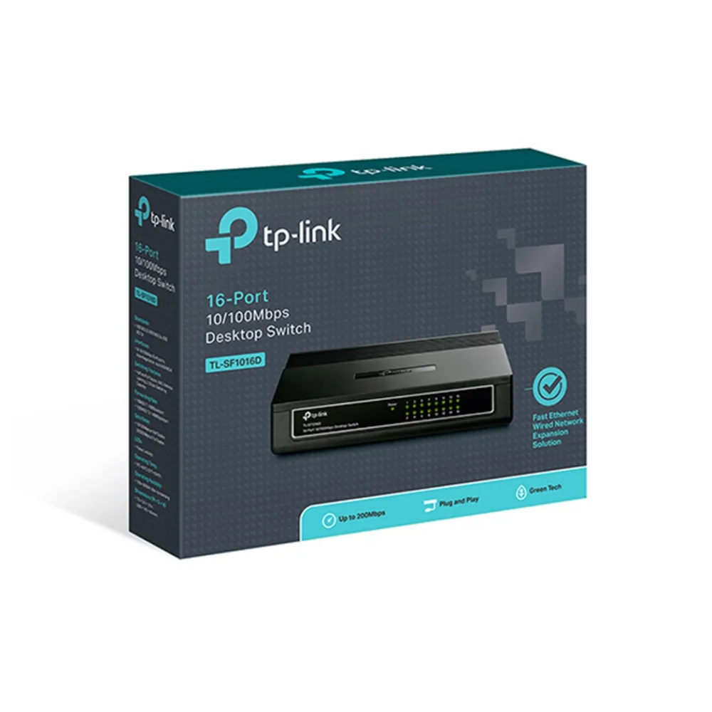 Switch TP-Link 16 Puertos 10/100Mbps TL-SF1016D Plug & Play Escritorio