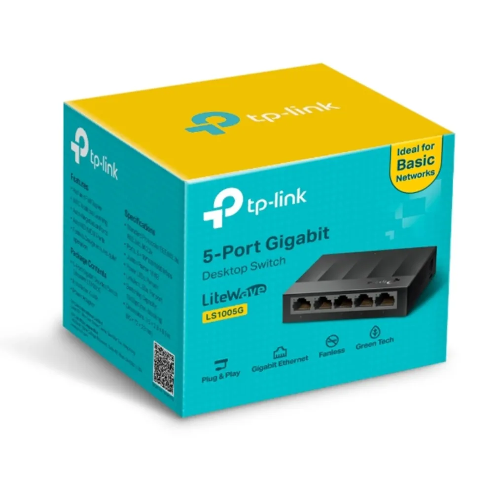Switch TP-Link LS1005G de 5 puertos Gigabit 10/100/1000 Mbps