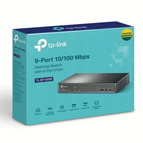 Switch TP-Link 9 Puertos 10/100Mbps con 8 Puertos PoE+ | TL-SF1009P