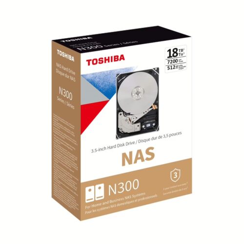 Disco duro interno NAS Toshiba N300 18TB – 7200 RPM, CMR, 3.5", para NAS 24/7