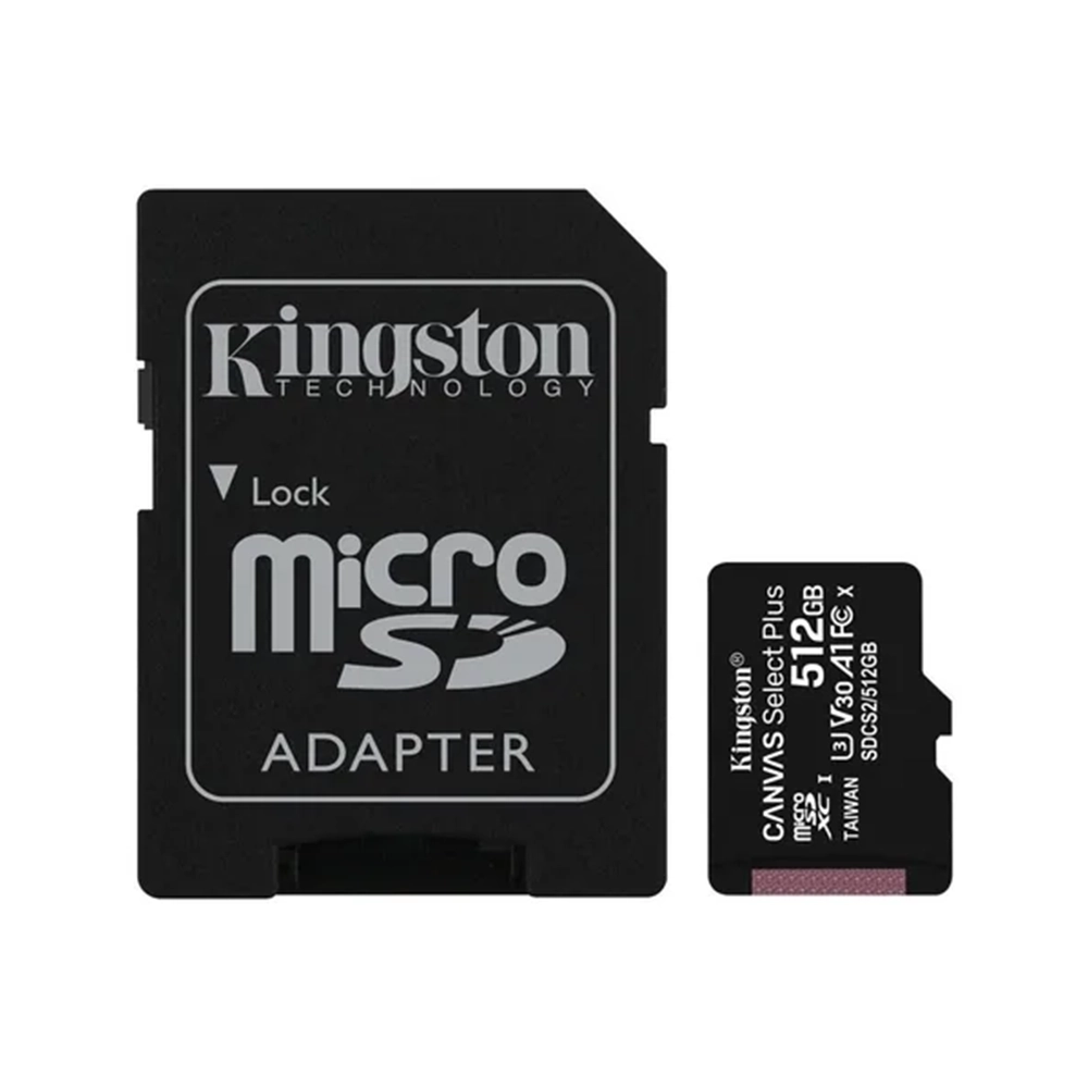 Tarjeta microSD 512GB Kingston Canvas Select Plus 100MB/s Adaptador