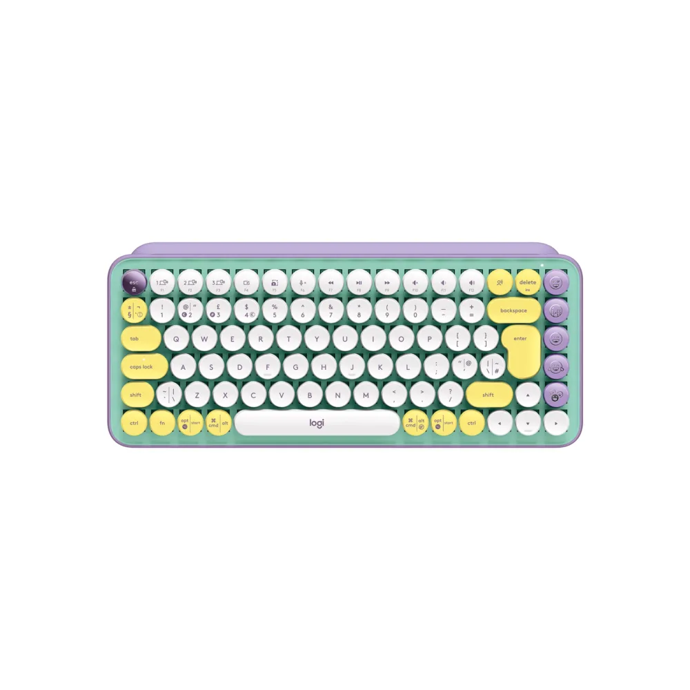 Teclado Mecánico Inalámbrico Logitech POP Keys Lila, Emojis y Bluetooth 5.1