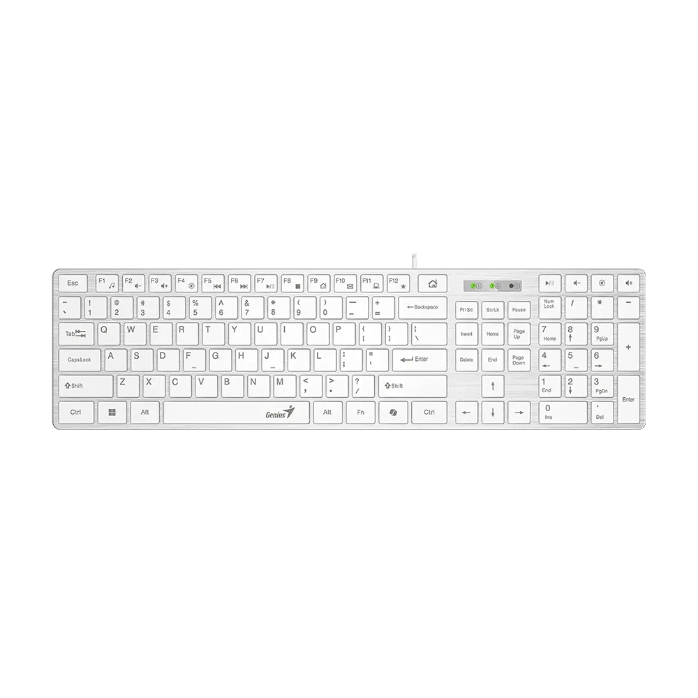 Teclado SlimStar 126 USB Alámbrico Multimedia – Blanco con Teclas de Acceso Rápido