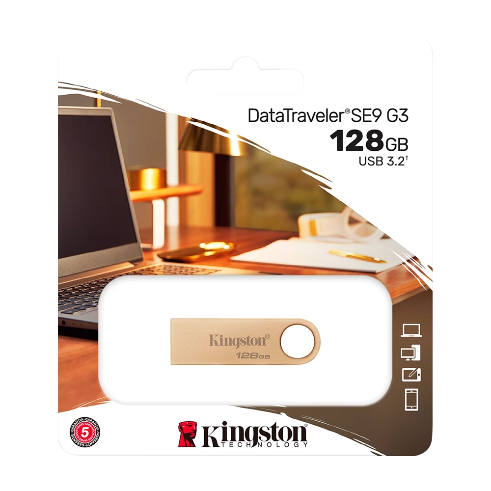 Unidad Flash USB Kingston DataTraveler SE9 G3 128GB · USB 3.2 Gen 1 · Hasta 220MB/s