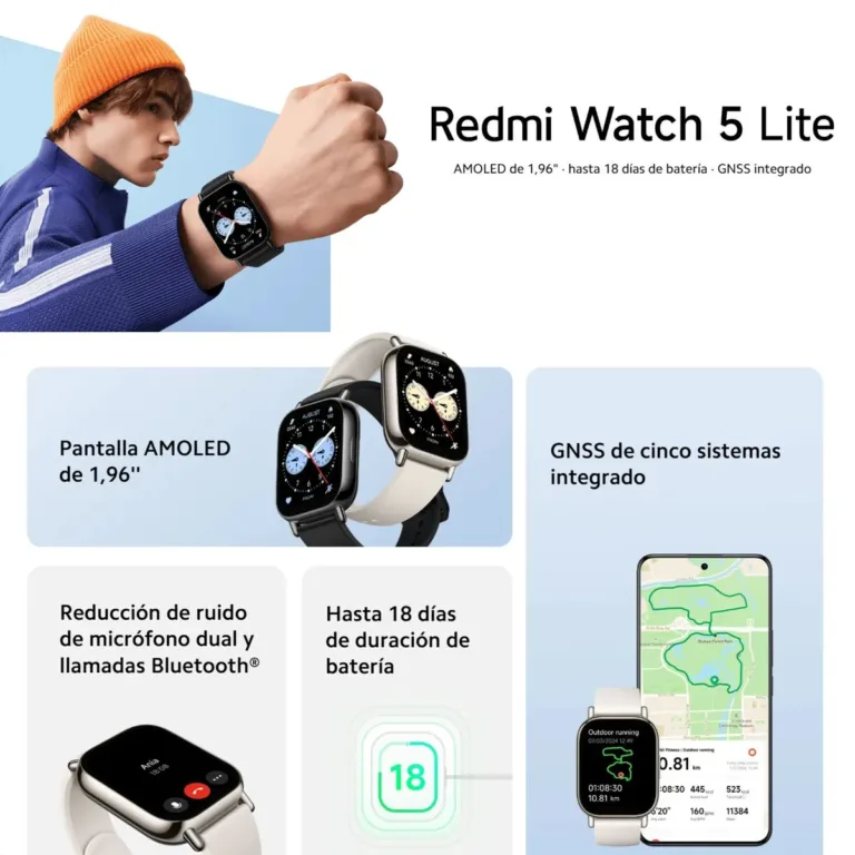 Smartwatch Redmi 5 Lite Light Gold Pantalla HD Batería Duradera