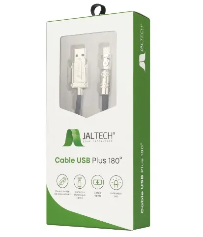 CABLE USB-A A LIGHTNING JALTECH – Para iPhone, carga rápida 66W, LED, datos