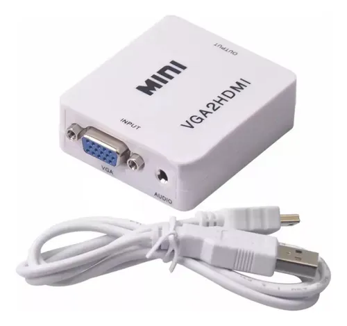 Caja convertidora VGA a HDMI con audio 3.5mm, Full HD 1080p, Plug & Play