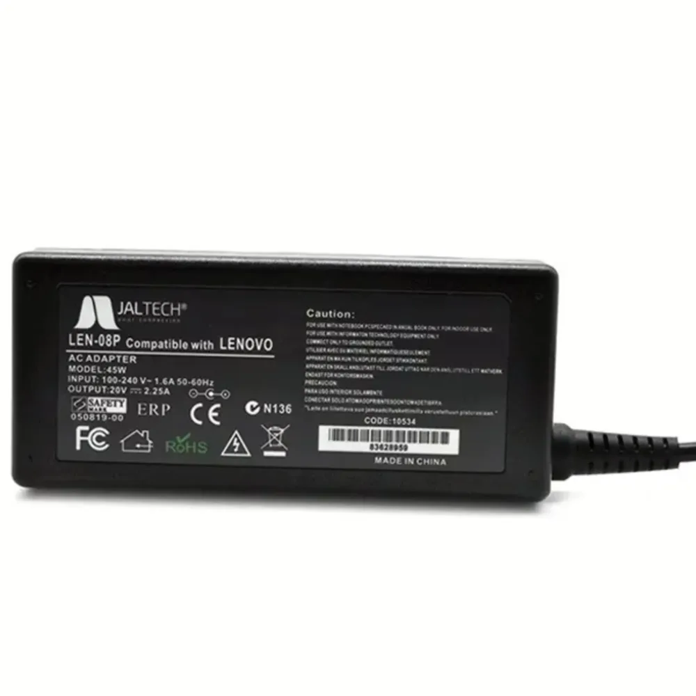 CARGADOR PARA LENOVO 20V 3.25A 65W JALTECH – Punta amarilla USB cuadrada, tipo escritorio