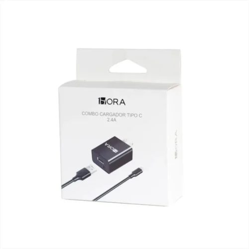 Combo Cargador de Pared 1Hora USB Tipo C 2.4A con Cable de 1m | Carga Rápida