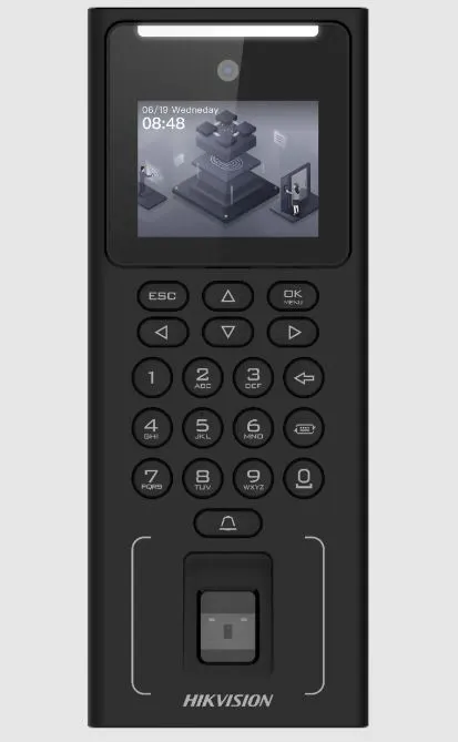 Control de acceso facial Hikvision DS-K1T321MFWX con huella, tarjeta y Wi-Fi