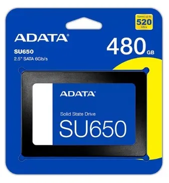 Disco de estado sólido ADATA Ultimate SU650 480GB – 2.5", SATA 6Gb/s, NAND 3D, hasta 520MB/s
